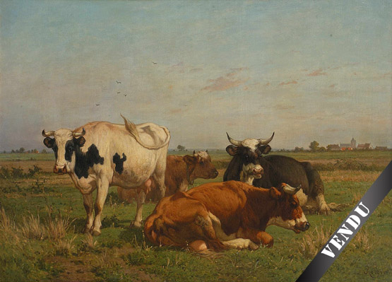 Louis Robbe - Paysage anim aux vaches